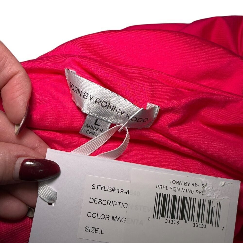 Torn by Ronny Kobo Stevie Magenta Cutout Midi Dress NWT L - Picture 2 of 6